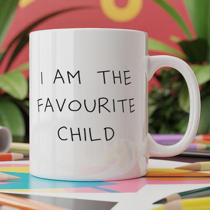 Funny "I Am The Favourite Child" Ceramic Coffee Mug – Sarcastic Family & Sibling Rivalry Novelty Cup (M1130)