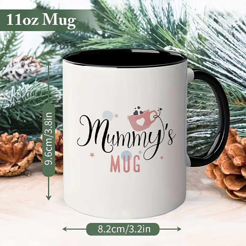 "Daddy's & Mummy's Mug" Couple Ceramic Coffee Mug Set – Cute New Parents & Family Novelty Cup Set with Black Accent (M1139)