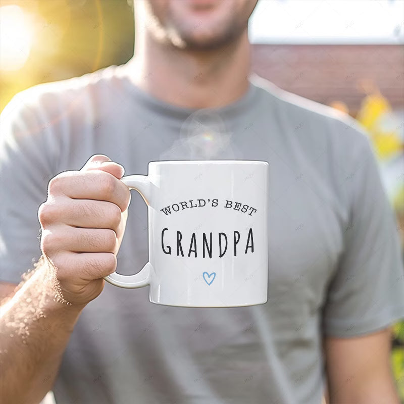 "World's Best Grandpa & Grandma" Matching Ceramic Coffee Mug Set – Cute Grandparents Appreciation & Family Novelty Cup Set (M1135)