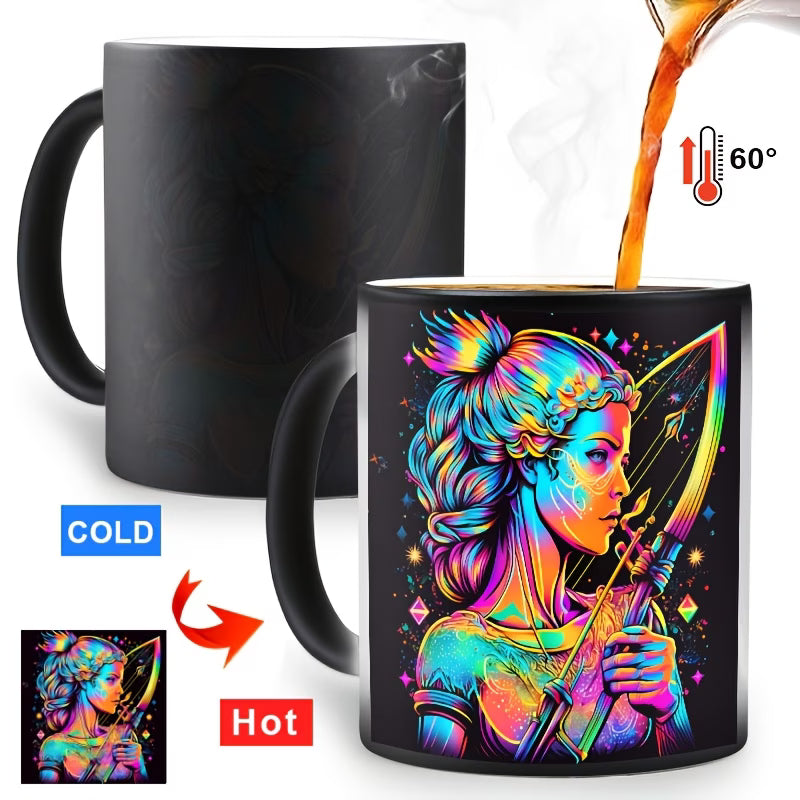 Magic Heat-Changing "Sagittarius Zodiac" Color-Revealing Ceramic Coffee Mug – Celestial Astrology & Star Sign Novelty Cup (M1084)