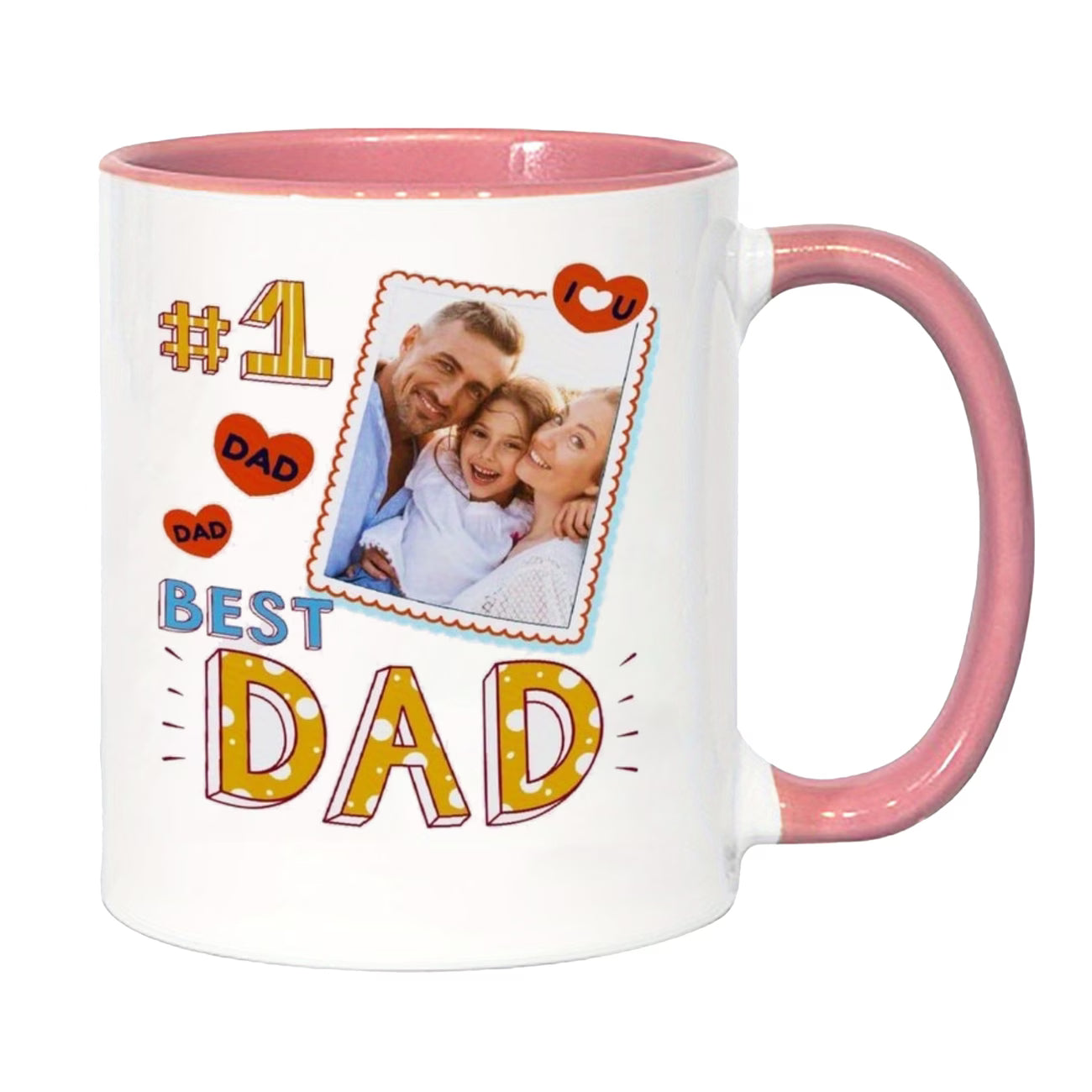 Personalized "#1 Best Dad" Custom Photo Ceramic Coffee Mug – Father's Day, Family Photo Upload & Dad Appreciation Novelty Cup (M1158)