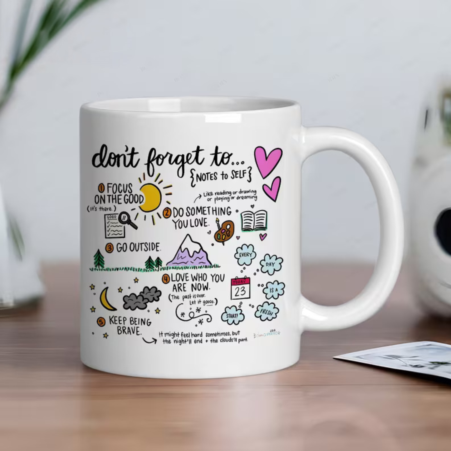 Inspirational "Notes to Self" Positive Affirmations Coffee Mug – Uplifting Motivational Ceramic Tea Cup – Daily Reminder Gift (M1005)