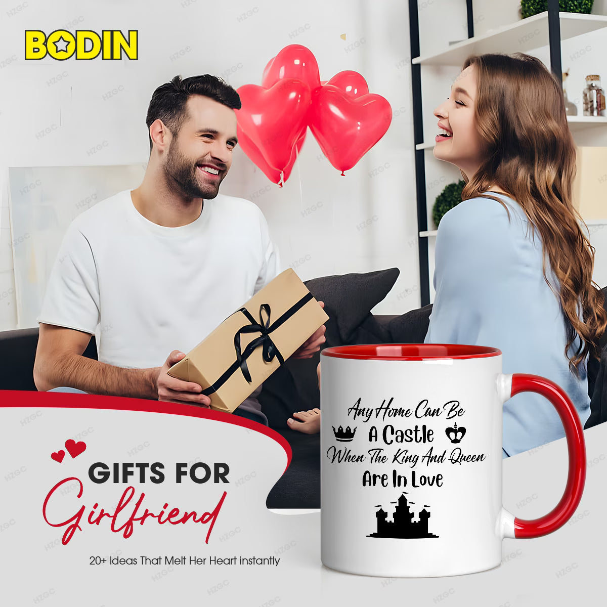 Personalized "Any Home Can Be A Castle" Ceramic Coffee Mug – Romantic Quote, King & Queen Crowns & Couple Novelty Cup (M1178)