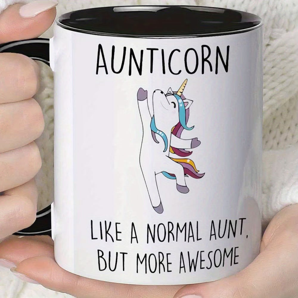 Cute "Aunticorn" Unicorn Ceramic Coffee Mug – Funny Aunt Appreciation & Family Novelty Cup (M1119)