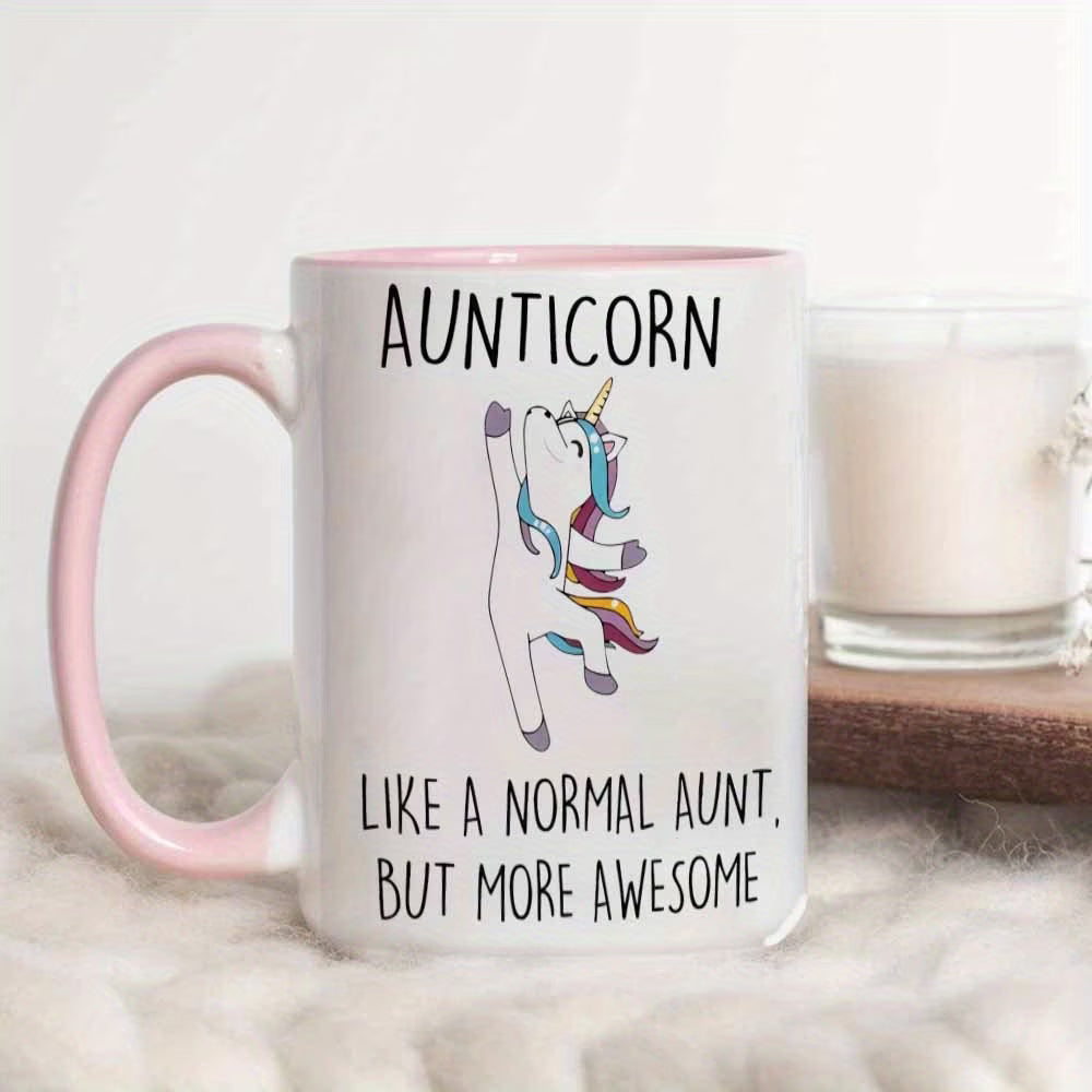 Cute "Aunticorn" Unicorn Ceramic Coffee Mug – Funny Aunt Appreciation & Family Novelty Cup (M1119)