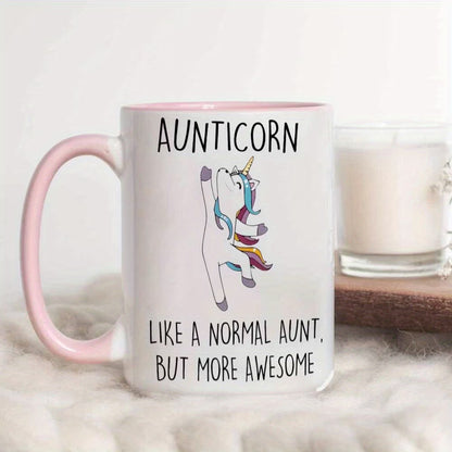 Cute "Aunticorn" Unicorn Ceramic Coffee Mug – Funny Aunt Appreciation & Family Novelty Cup (M1119)