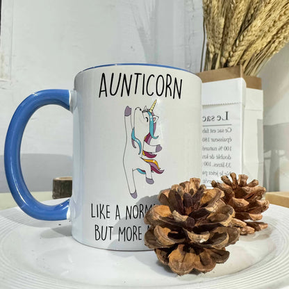 Cute "Aunticorn" Unicorn Ceramic Coffee Mug – Funny Aunt Appreciation & Family Novelty Cup (M1119)