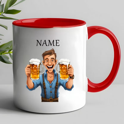 Personalized "Beer Lover Guy" Cartoon Beer Ceramic Coffee Mug – Custom Name Drinking & Pub Novelty Cup (M1105)