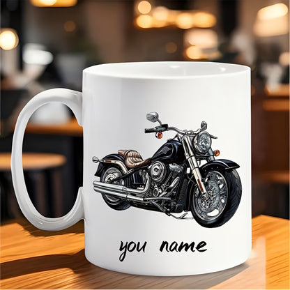 Personalized "Classic Cruiser" Motorcycle Ceramic Coffee Mug – Custom Name Biker & Chopper Novelty Cup (M1088)