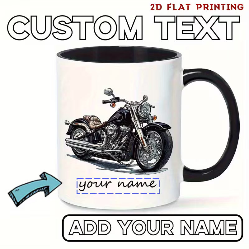 Personalized "Classic Cruiser" Motorcycle Ceramic Coffee Mug – Custom Name Biker & Chopper Novelty Cup (M1088)
