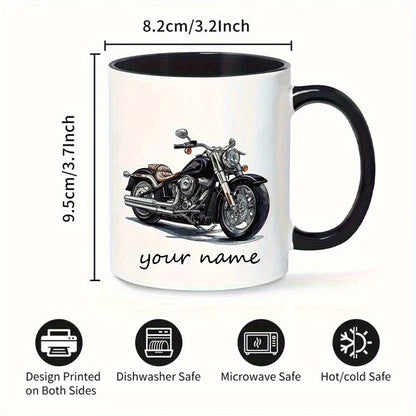 Personalized "Classic Cruiser" Motorcycle Ceramic Coffee Mug – Custom Name Biker & Chopper Novelty Cup (M1088)