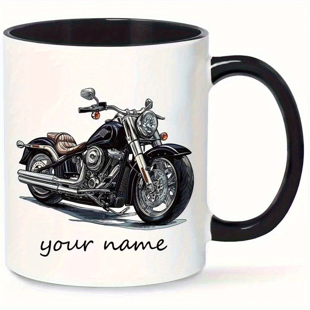 Personalized "Classic Cruiser" Motorcycle Ceramic Coffee Mug – Custom Name Biker & Chopper Novelty Cup (M1088)