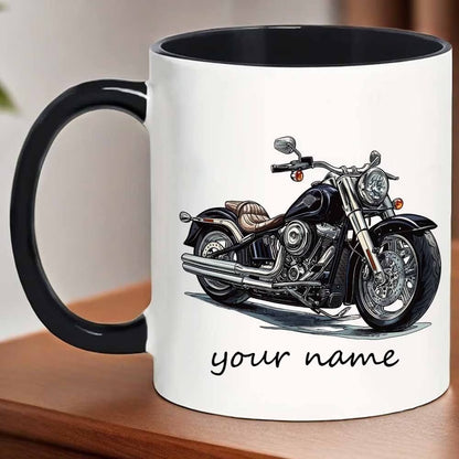 Personalized "Classic Cruiser" Motorcycle Ceramic Coffee Mug – Custom Name Biker & Chopper Novelty Cup (M1088)
