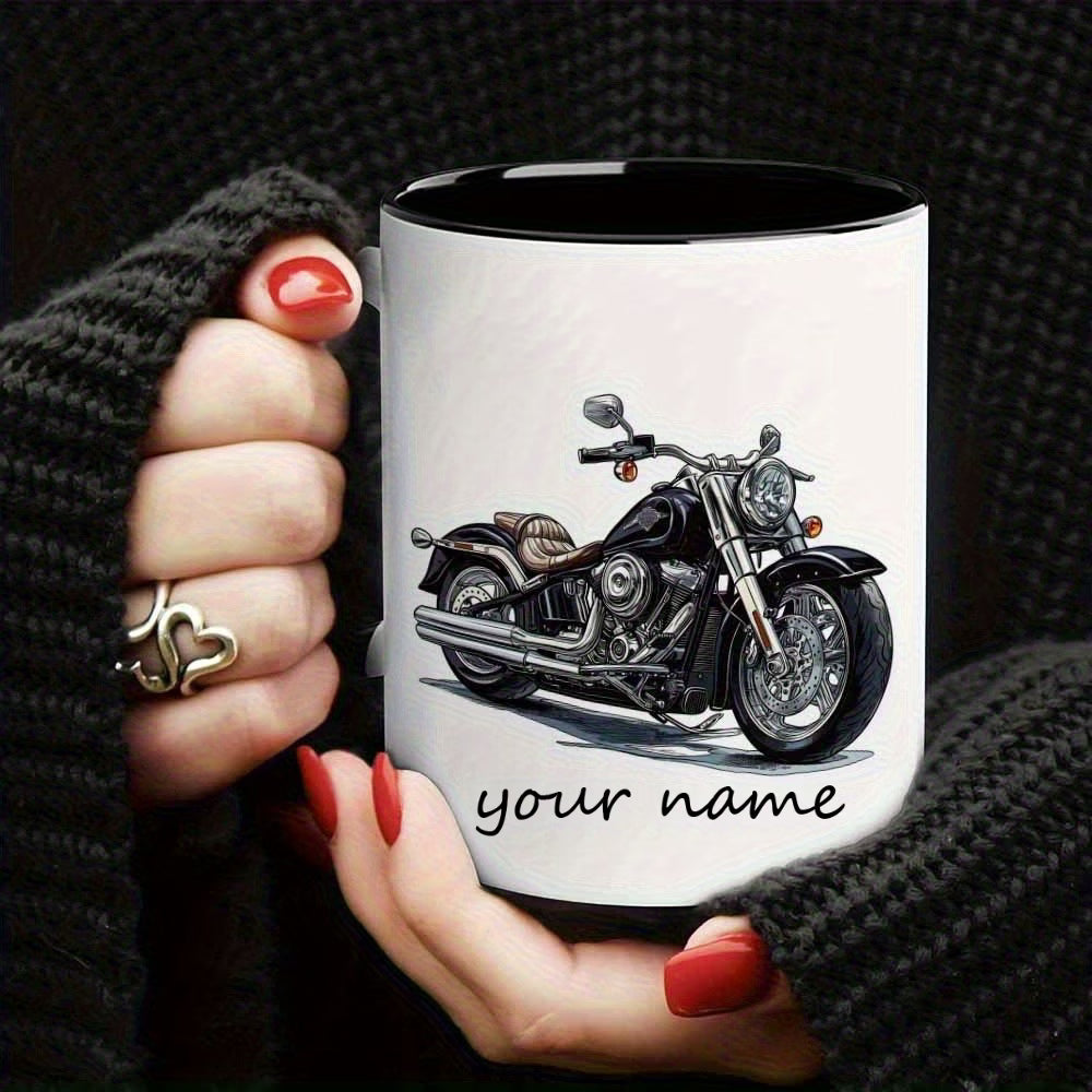 Personalized "Classic Cruiser" Motorcycle Ceramic Coffee Mug – Custom Name Biker & Chopper Novelty Cup (M1088)