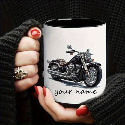 Personalized "Classic Cruiser" Motorcycle Ceramic Coffee Mug – Custom Name Biker & Chopper Novelty Cup (M1088)