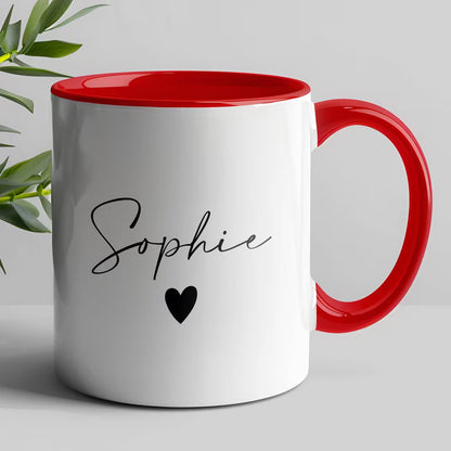 Personalized "Sophie Script Name with Heart" Ceramic Coffee Mug – Custom Name Elegant Typography Novelty Cup (M1123)
