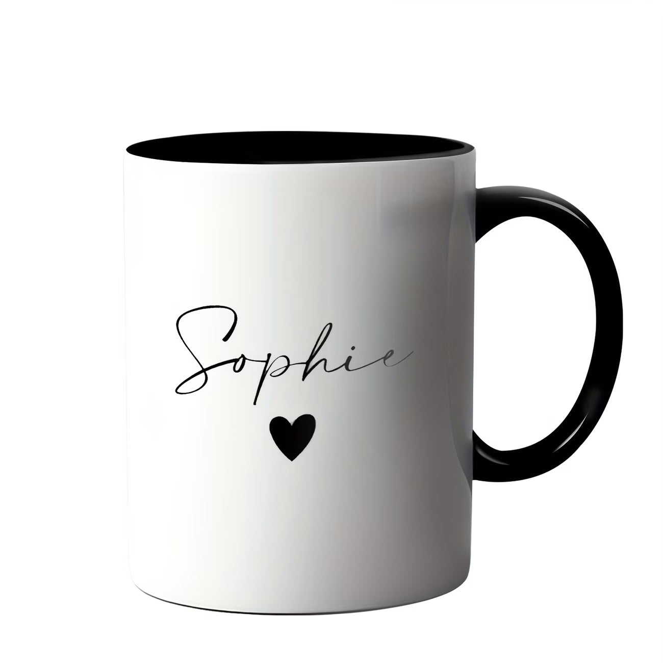 Personalized "Sophie Script Name with Heart" Ceramic Coffee Mug – Custom Name Elegant Typography Novelty Cup (M1123)
