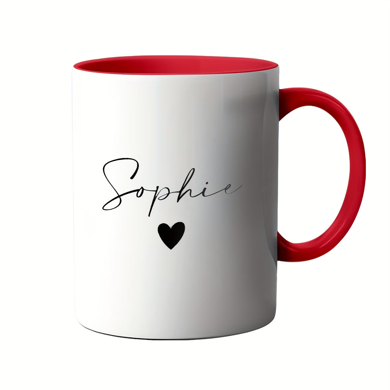 Personalized "Sophie Script Name with Heart" Ceramic Coffee Mug – Custom Name Elegant Typography Novelty Cup (M1123)