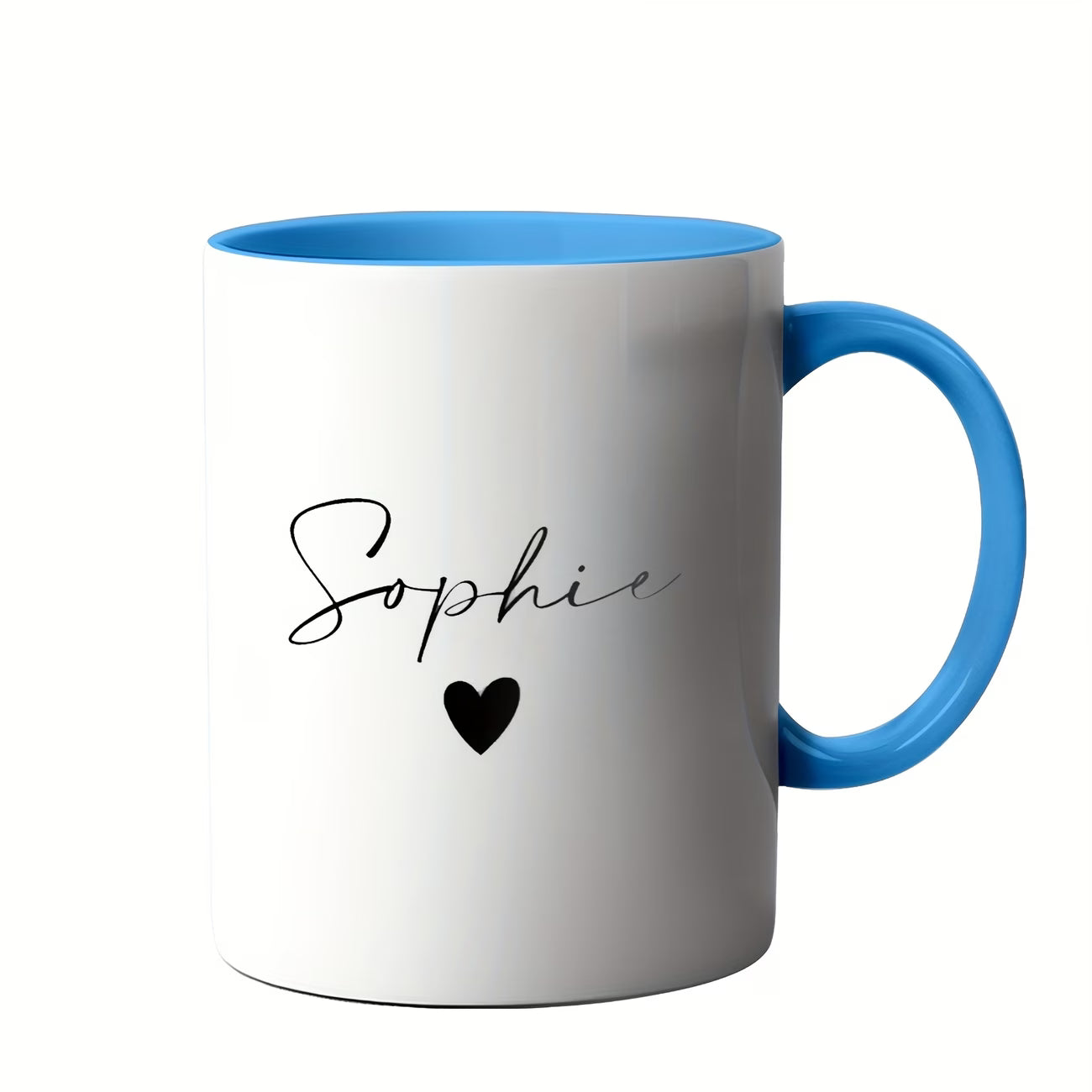 Personalized "Sophie Script Name with Heart" Ceramic Coffee Mug – Custom Name Elegant Typography Novelty Cup (M1123)