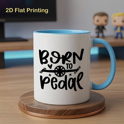 Cute "Born To Pedal" Cycling Ceramic Coffee Mug – Bicycle Lover & Cyclist Gift Novelty Cup (M1090)