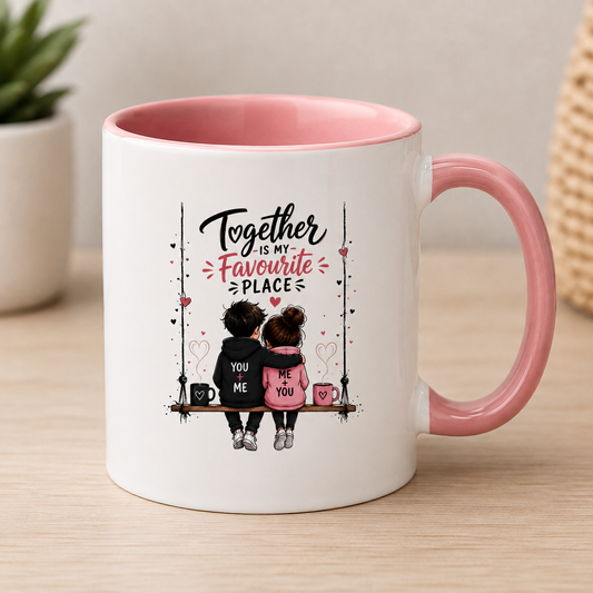"Together Is My Favourite Place" Romantic Couple Ceramic Coffee Mug – Sweet Relationship Gift (M1029)