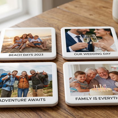 Personalised Premium Set of 2 Coasters. Customised with Any Text, Image or Logo