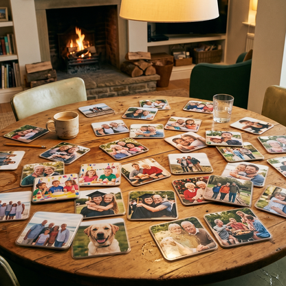Personalised Premium Set of 2 Coasters. Customised with Any Text, Image or Logo