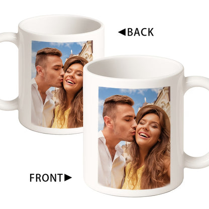 Personalized "Custom Photo Memories" Ceramic Coffee Mug – Personalized Picture Customization, Double-Sided Photo Print & Couple Novelty Cup (M1186)
