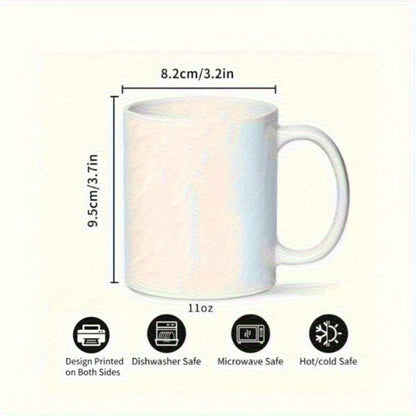 Personalized "Cute Coffee Cup with Beans" Ceramic Coffee Mug – Custom Name Coffee Lover, Cute Cartoon Character & Cafe Novelty Cup (M1166)