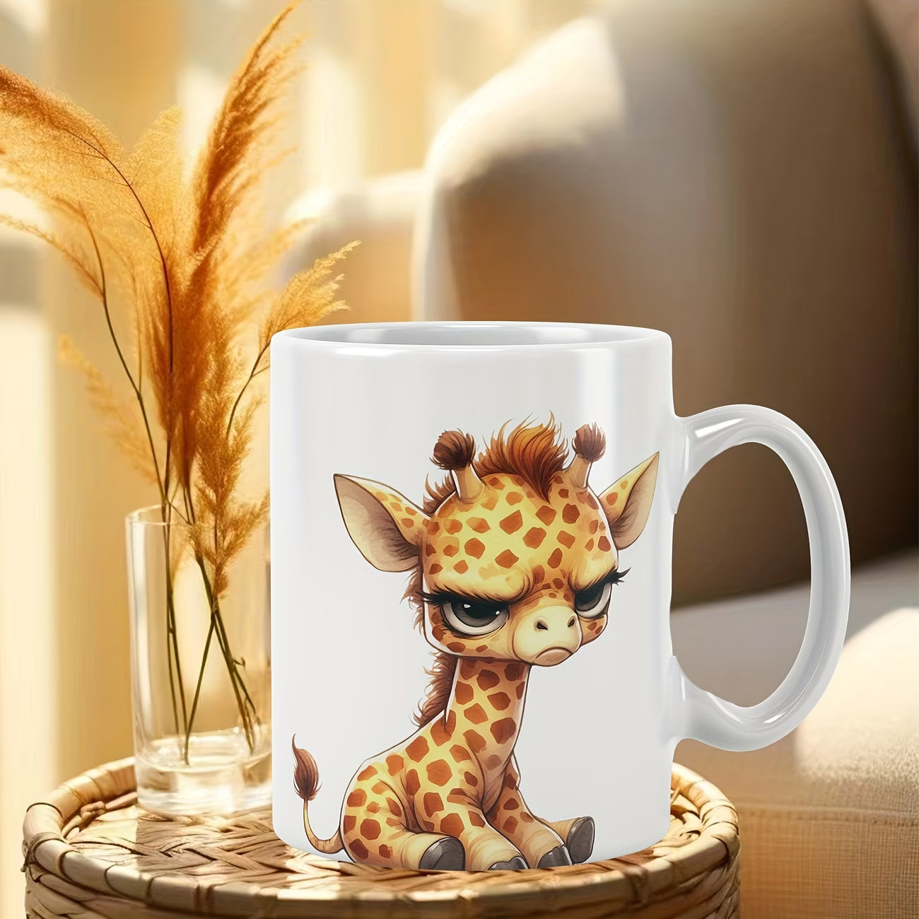 Cute "Grumpy Baby Giraffe" Ceramic Coffee Mug – Sarcastic Mood & Animal Lover Novelty Cup (M1124)