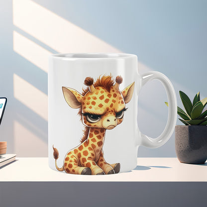 Cute "Grumpy Baby Giraffe" Ceramic Coffee Mug – Sarcastic Mood & Animal Lover Novelty Cup (M1124)
