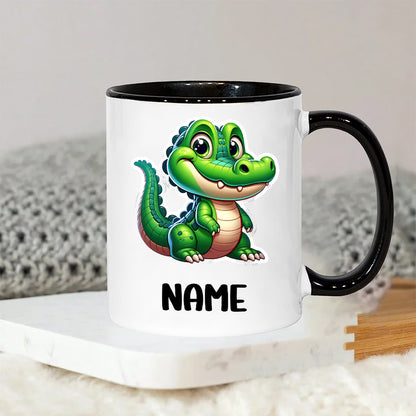 Personalized "Cute Little Alligator" Ceramic Coffee Mug – Custom Name Happy Crocodile, Kids Reptile & Animal Novelty Cup (M1167)
