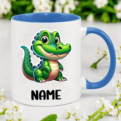 Personalized "Cute Little Alligator" Ceramic Coffee Mug – Custom Name Happy Crocodile, Kids Reptile & Animal Novelty Cup (M1167)