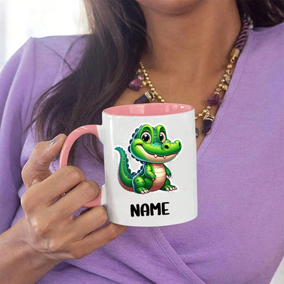 Personalized "Cute Little Alligator" Ceramic Coffee Mug – Custom Name Happy Crocodile, Kids Reptile & Animal Novelty Cup (M1167)