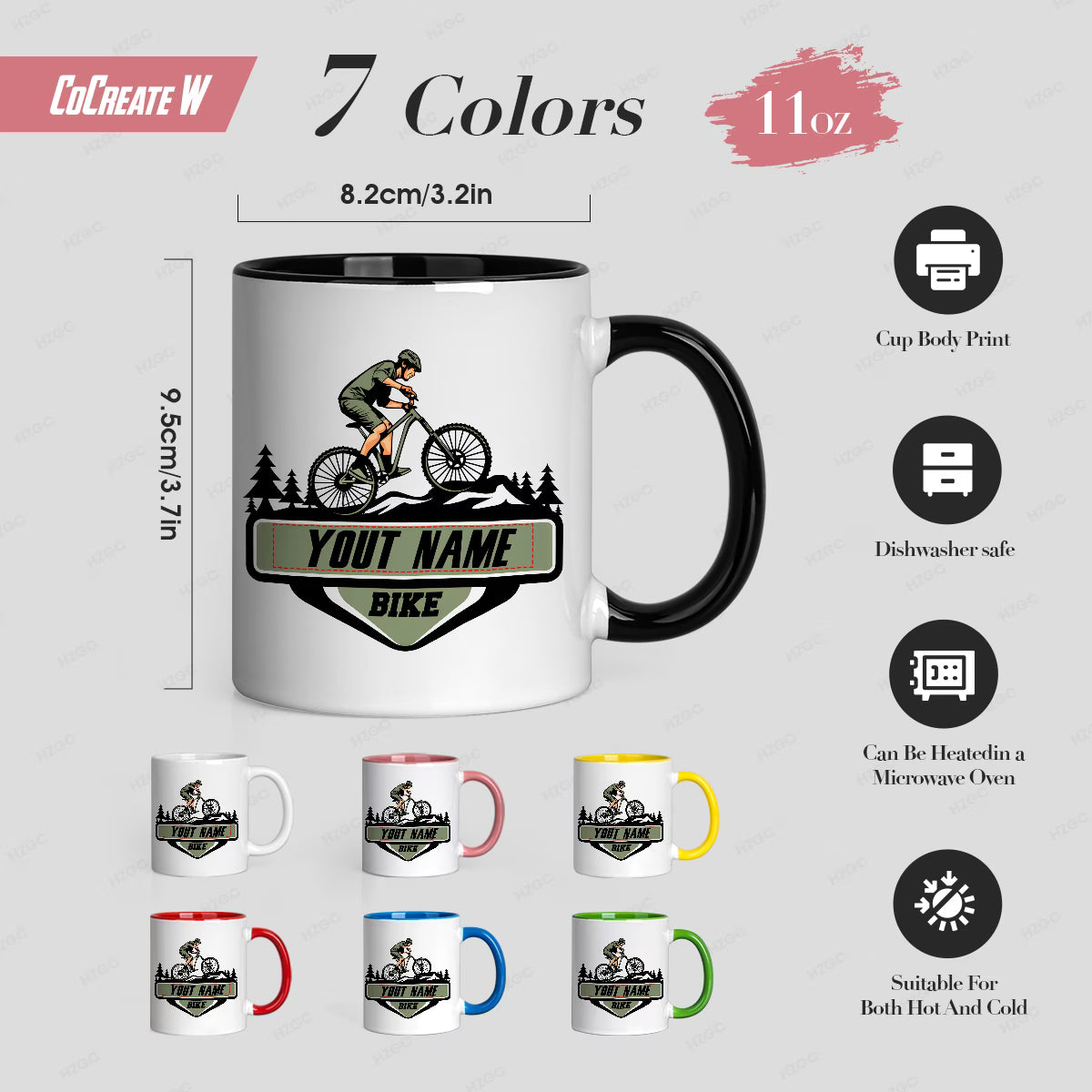 Personalized "Mountain Bike Trail" Ceramic Coffee Mug – Custom Name MTB Cyclist Novelty Cup (M1096)