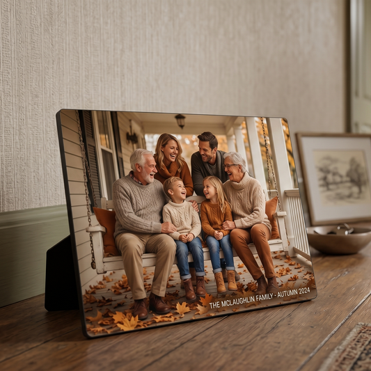 Personalised High-Definition Memory Photo Panel 127mm x 179mm | Premium Gloss Tabletop Print with Built-In Desktop Easel Stand