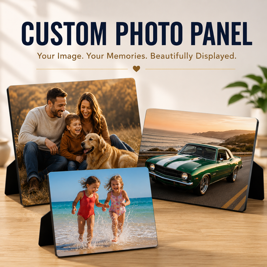 Personalised High-Definition Memory Photo Panel 127mm x 179mm | Premium Gloss Tabletop Print with Built-In Desktop Easel Stand