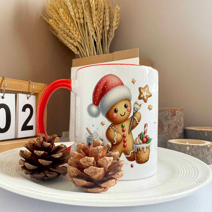 Festive "Santa Gingerbread Man Decorating Cookies" Ceramic Coffee Mug – Cute Christmas Holiday Baking & Winter Novelty Cup (M1145)