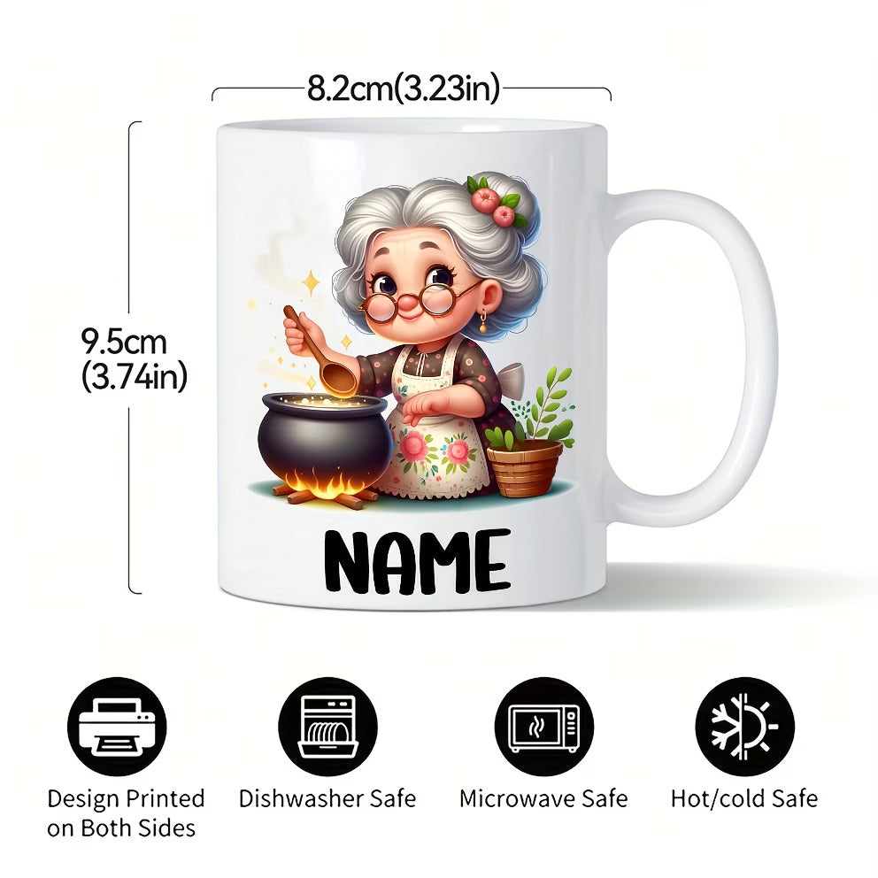 Personalized "Grandma Cooking" Ceramic Coffee Mug – Custom Name Elderly Woman Kitchen, Baking & Grandmother Novelty Cup (M1175)