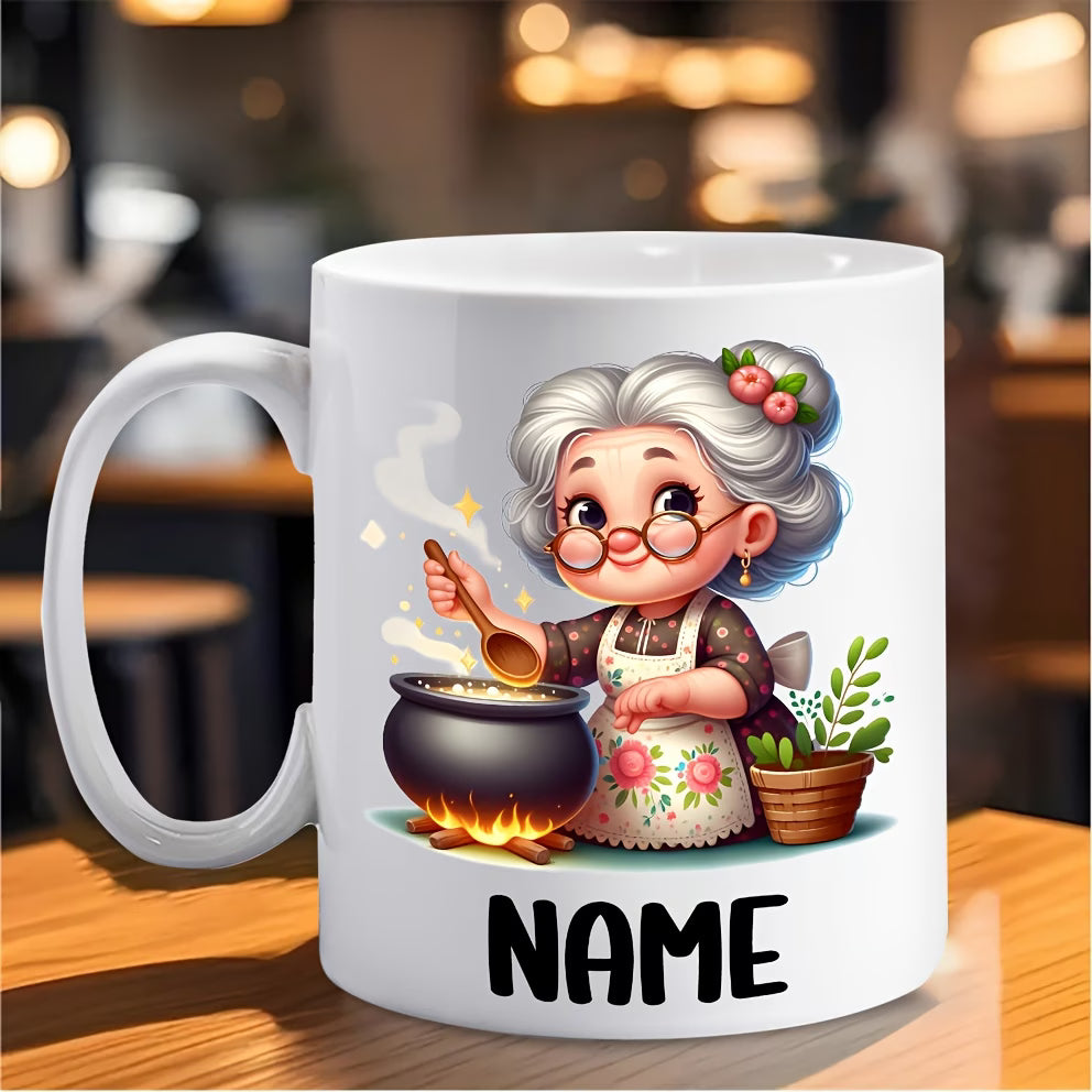 Personalized "Grandma Cooking" Ceramic Coffee Mug – Custom Name Elderly Woman Kitchen, Baking & Grandmother Novelty Cup (M1175)