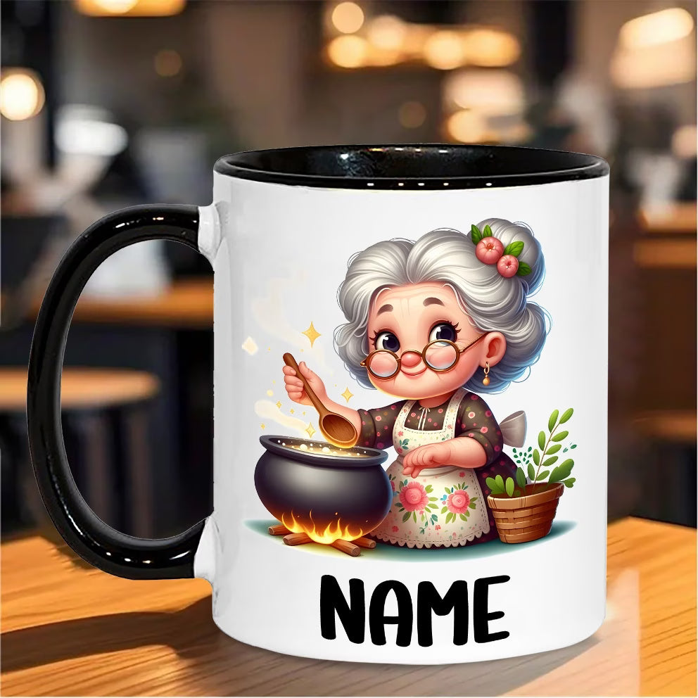 Personalized "Grandma Cooking" Ceramic Coffee Mug – Custom Name Elderly Woman Kitchen, Baking & Grandmother Novelty Cup (M1175)