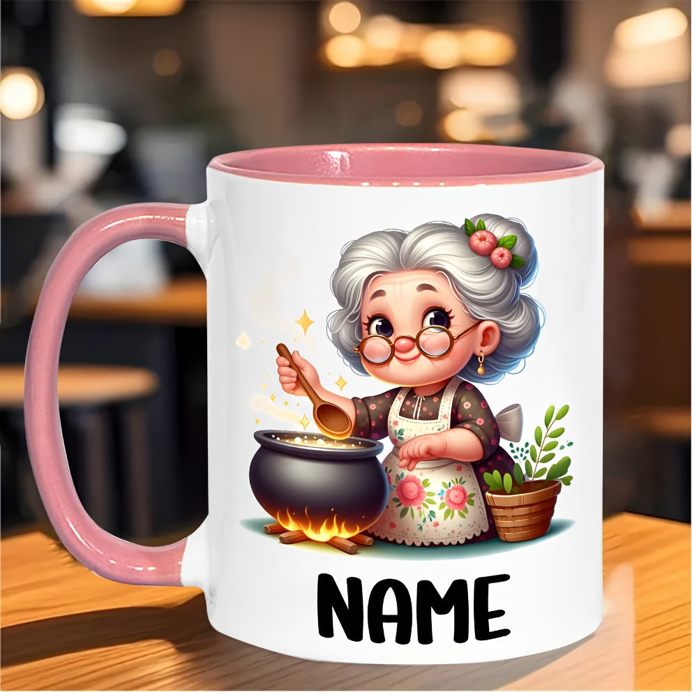 Personalized "Grandma Cooking" Ceramic Coffee Mug – Custom Name Elderly Woman Kitchen, Baking & Grandmother Novelty Cup (M1175)
