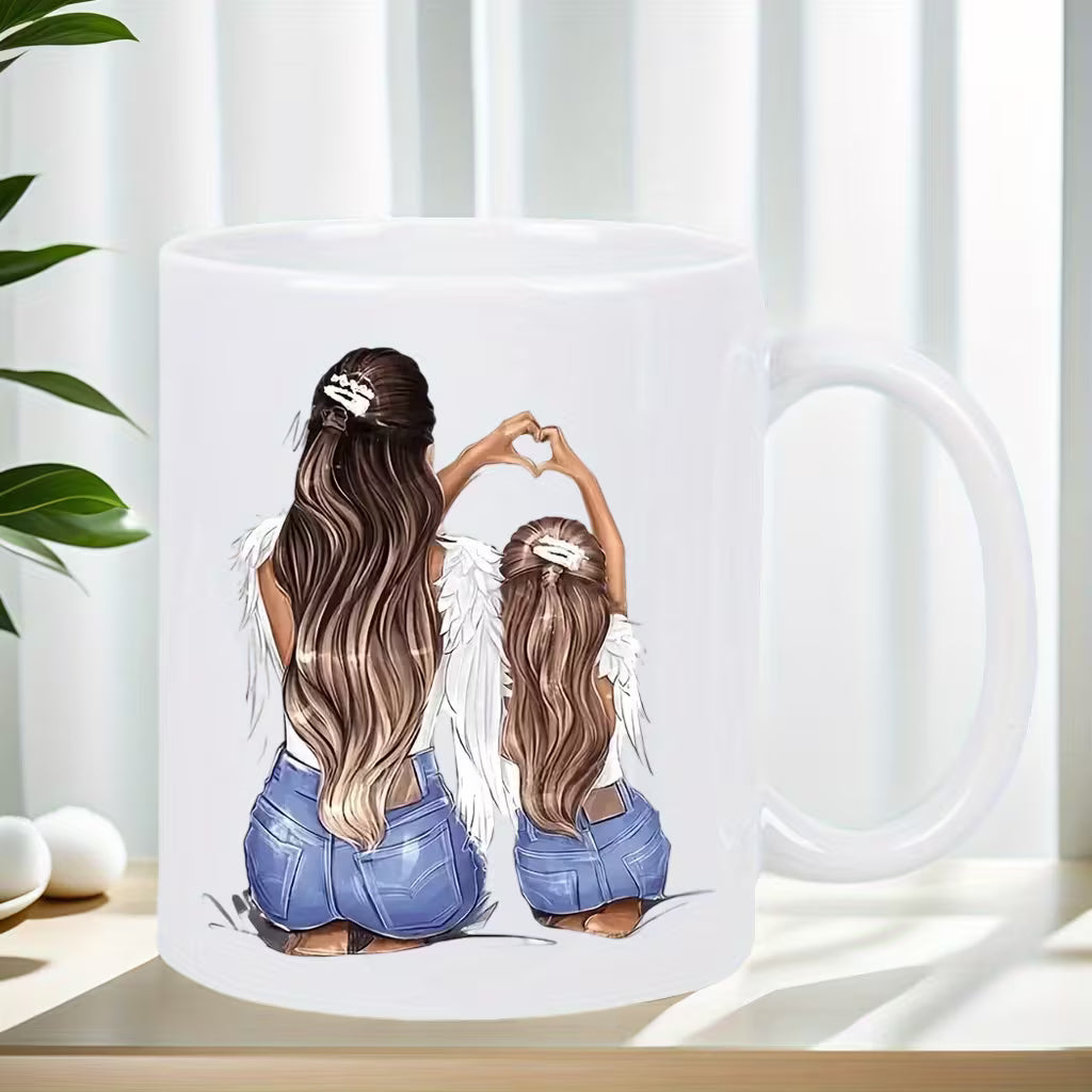 Personalized "Mother & Daughter Angel" Ceramic Coffee Mug – Family Love & Mother's Day Gift Novelty Cup (M1102)
