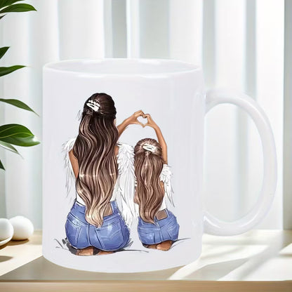 Personalized "Mother & Daughter Angel" Ceramic Coffee Mug – Family Love & Mother's Day Gift Novelty Cup (M1102)