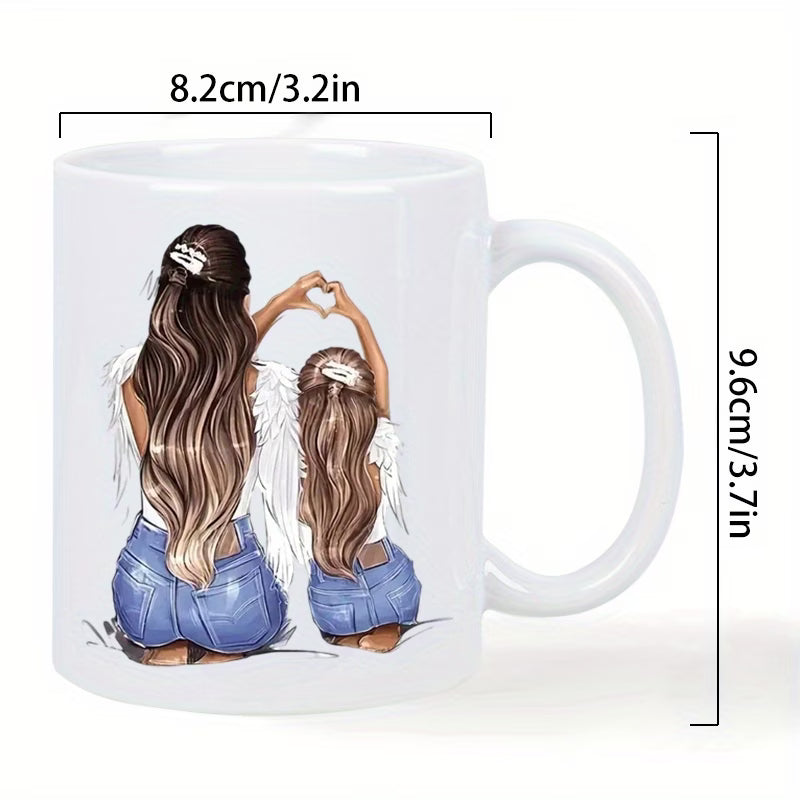 Personalized "Mother & Daughter Angel" Ceramic Coffee Mug – Family Love & Mother's Day Gift Novelty Cup (M1102)