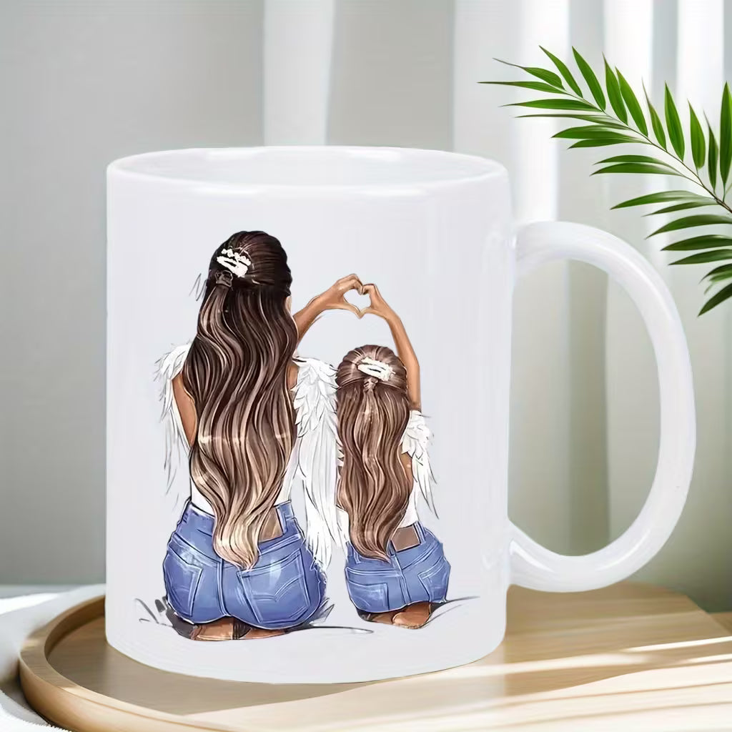Personalized "Mother & Daughter Angel" Ceramic Coffee Mug – Family Love & Mother's Day Gift Novelty Cup (M1102)