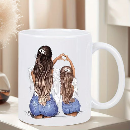 Personalized "Mother & Daughter Angel" Ceramic Coffee Mug – Family Love & Mother's Day Gift Novelty Cup (M1102)