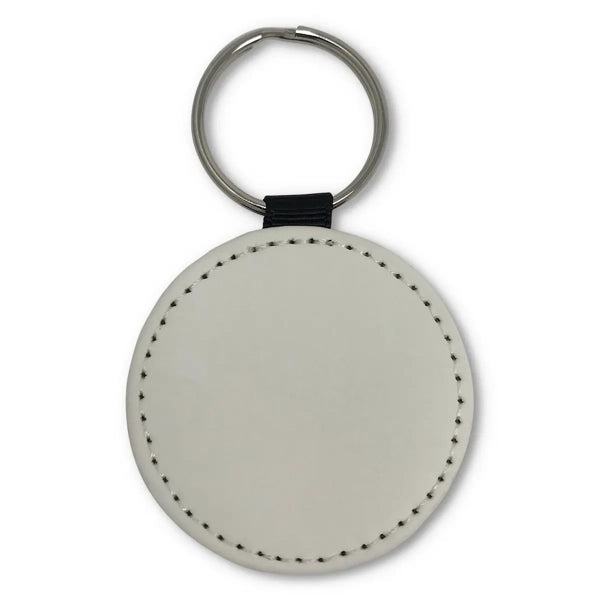 Personalised PU Leather-Effect Keyring. Custom Keychains for Businesses & Logos (Round or Rectangle)