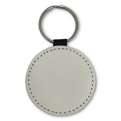 Personalised PU Leather-Effect Keyring. Custom Keychains for Businesses & Logos (Round or Rectangle)