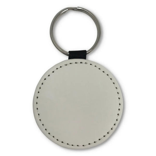 Personalised PU Leather-Effect Keyring. Custom Keychains for Businesses & Logos (Round or Rectangle)